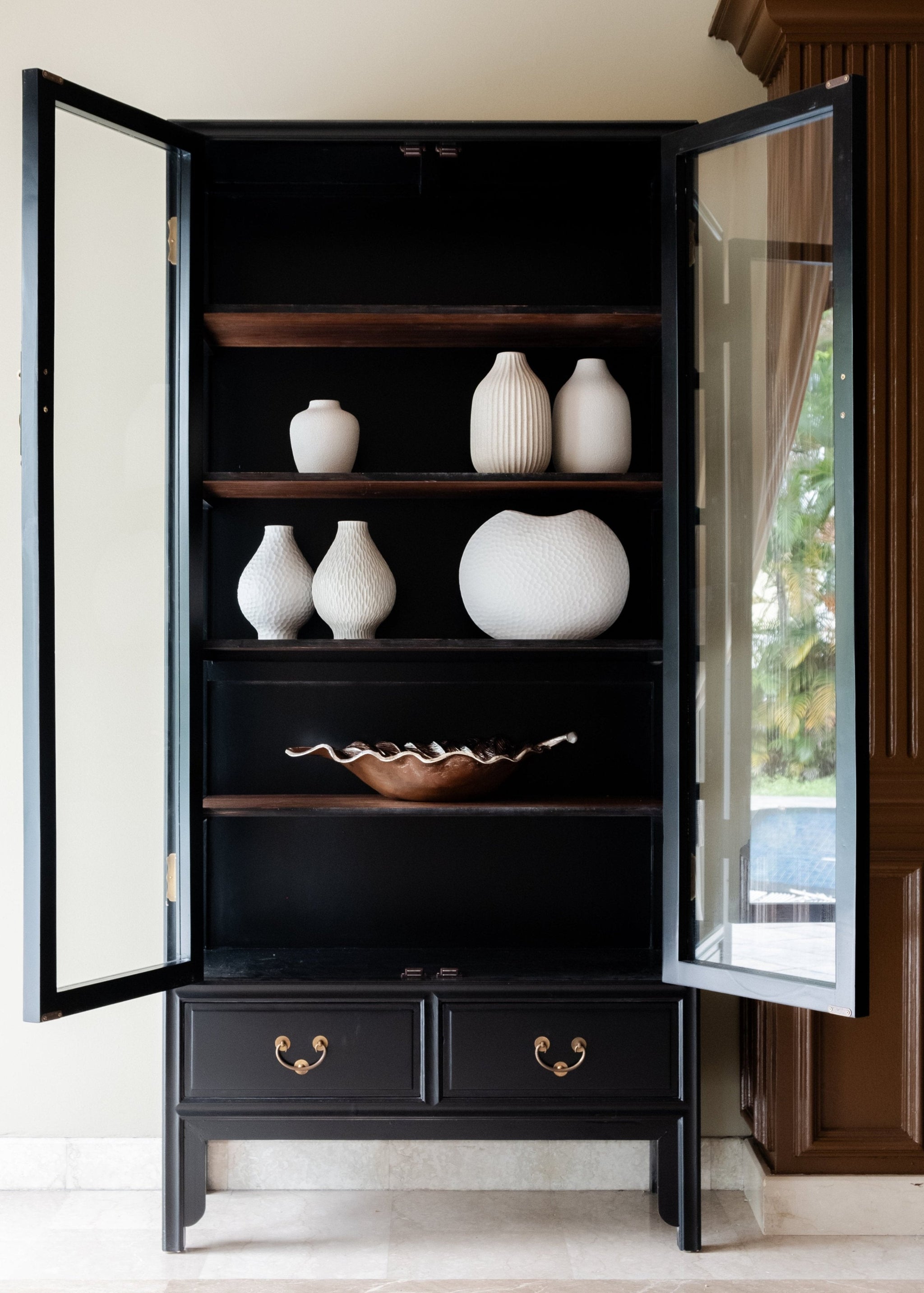 Glass Cabinet - 2 Drawers