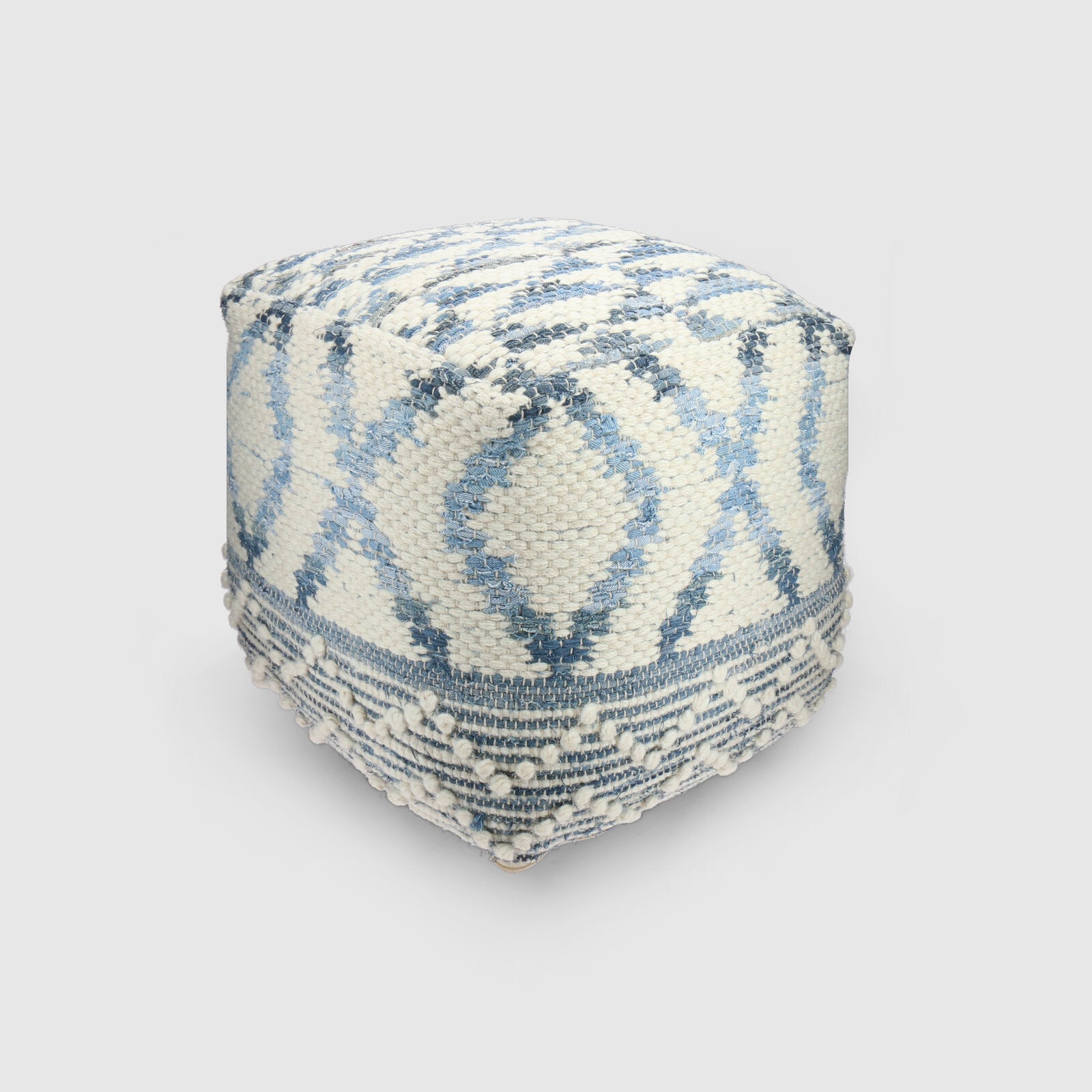 Block Pouf with Cotton & Wool