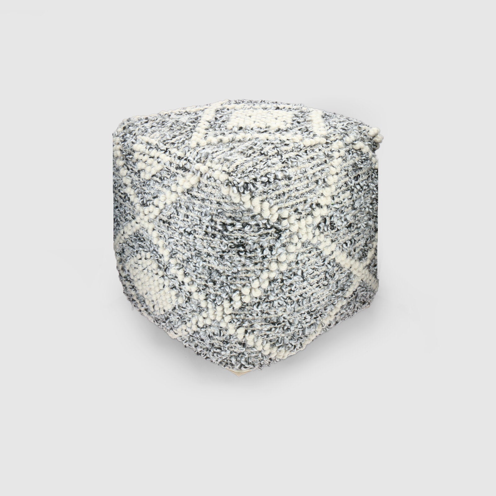 Block Pouf with Wool