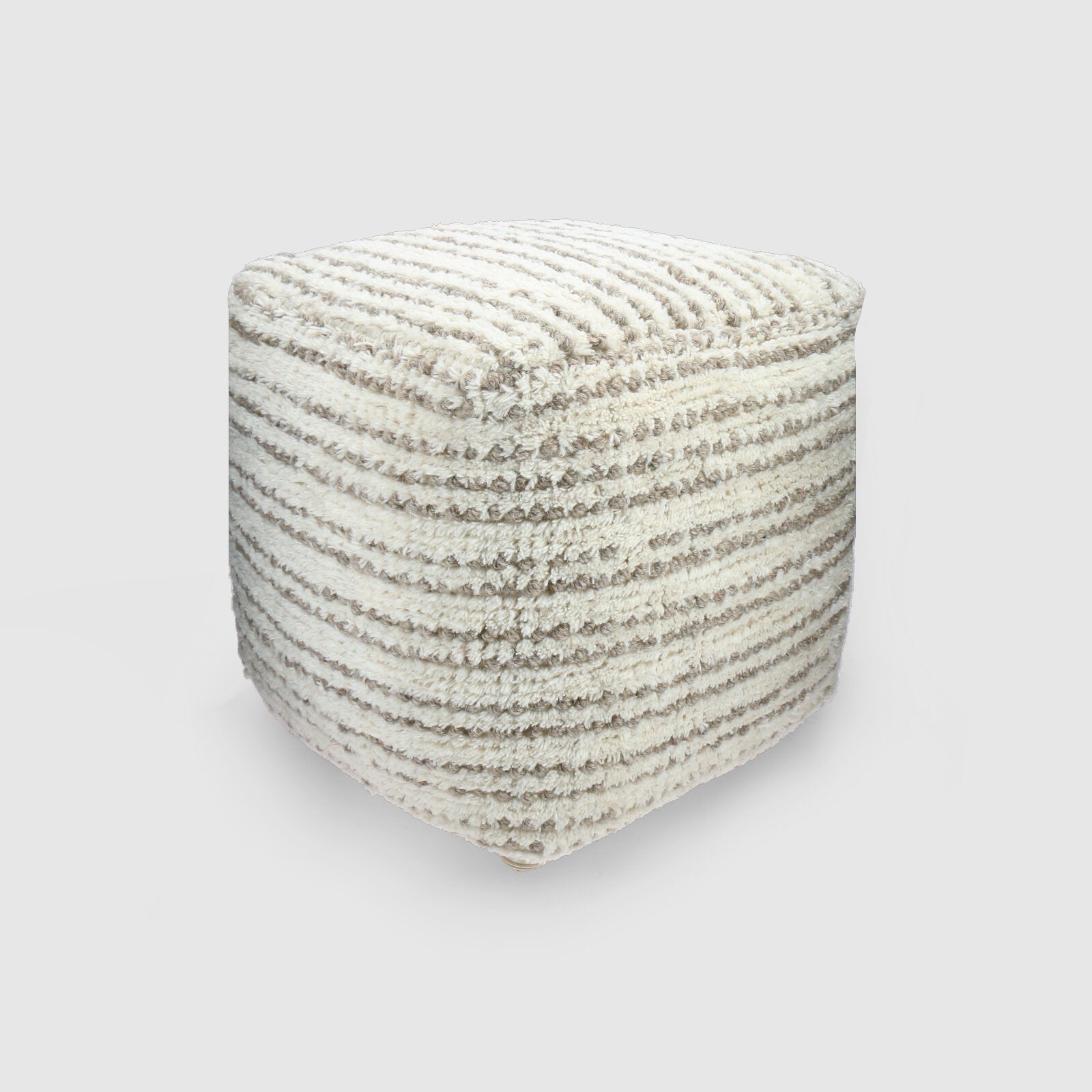 Block Pouf with Wool