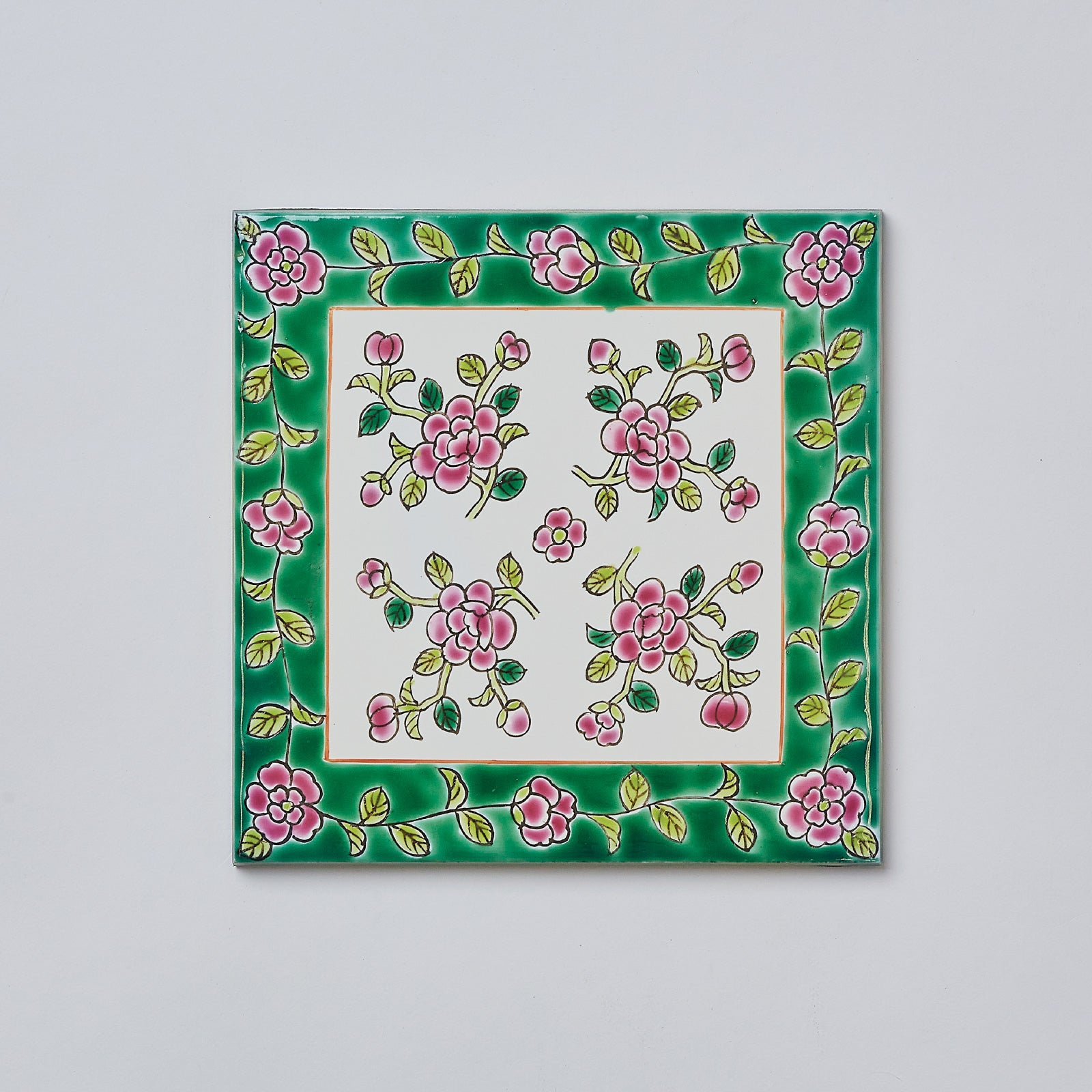 Green/Flowers with Green Border